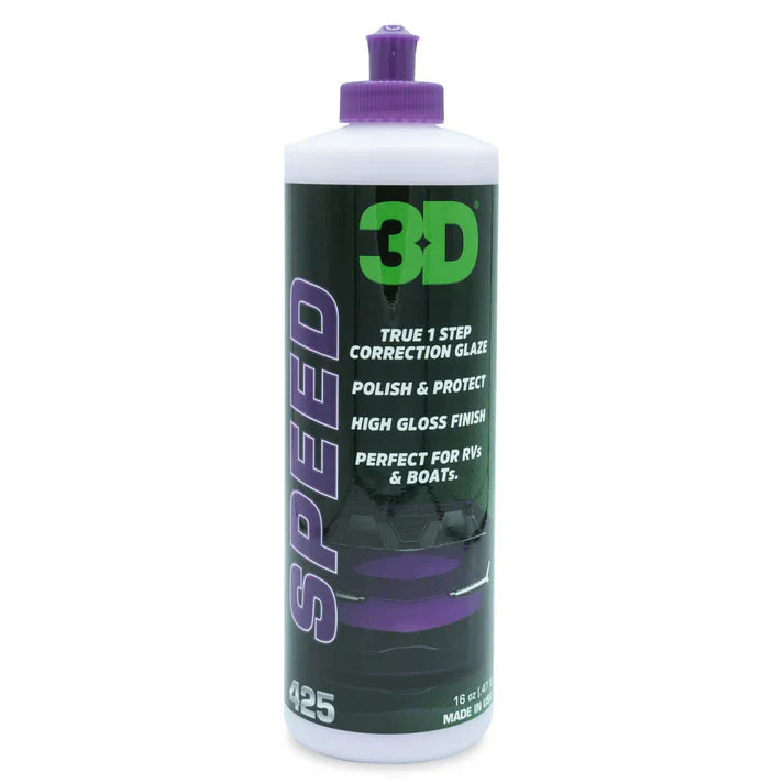 3D Speed 16oz all-in-one polish and wax bottle with advanced formula for scratch removal and swirl correction.