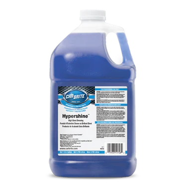 Car Brite Hypershine 1Gal fast-drying high-gloss tire dressing in blue container.