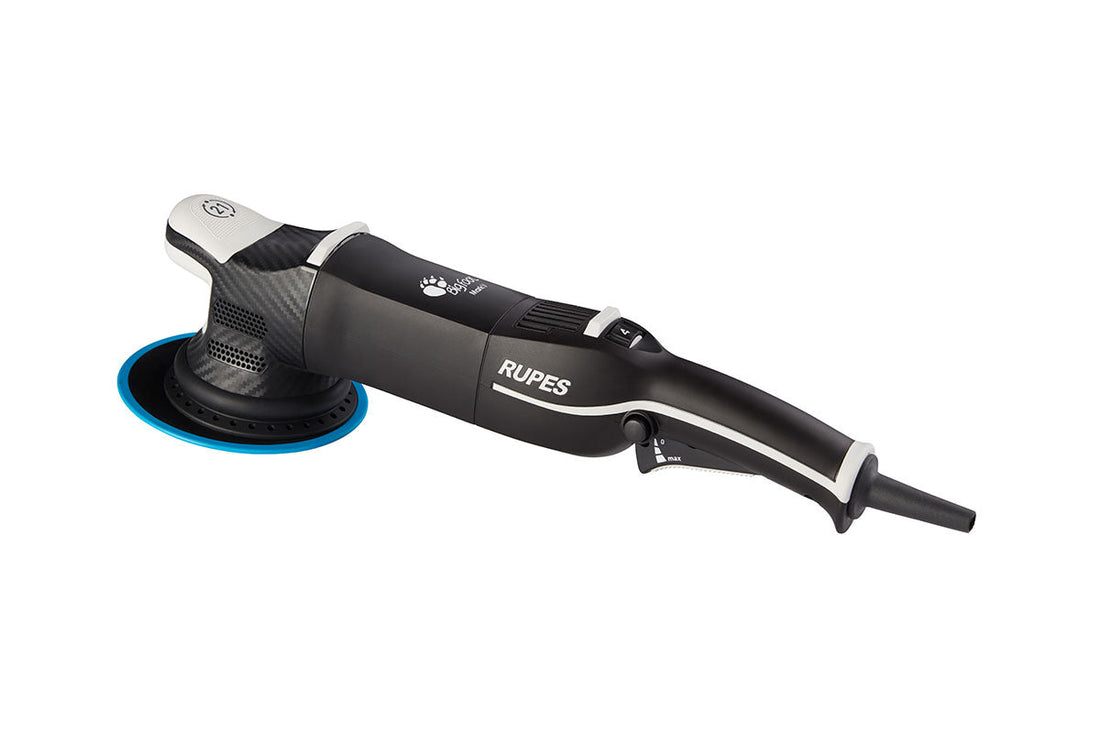 RUPES LHR 21 Mark V DA Polisher with PrecisionPro backing pad and ergonomic design.