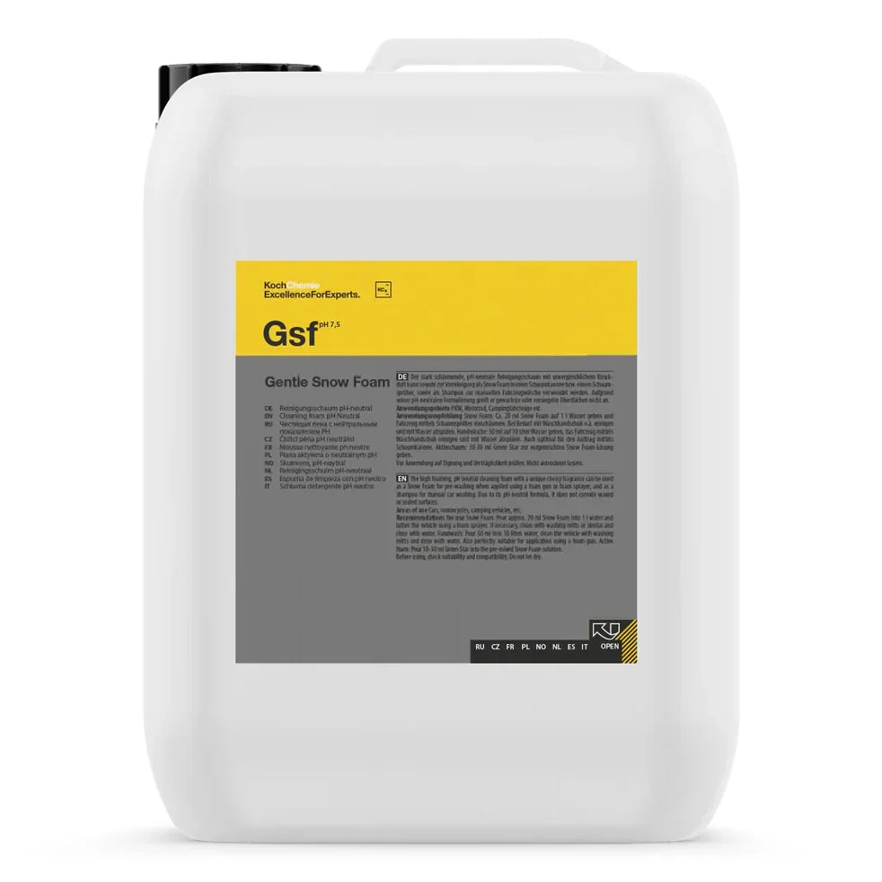 KCX GSF Gentle Snow Foam 5L container with high foaming pH-neutral car shampoo for pre-washing and manual washing.