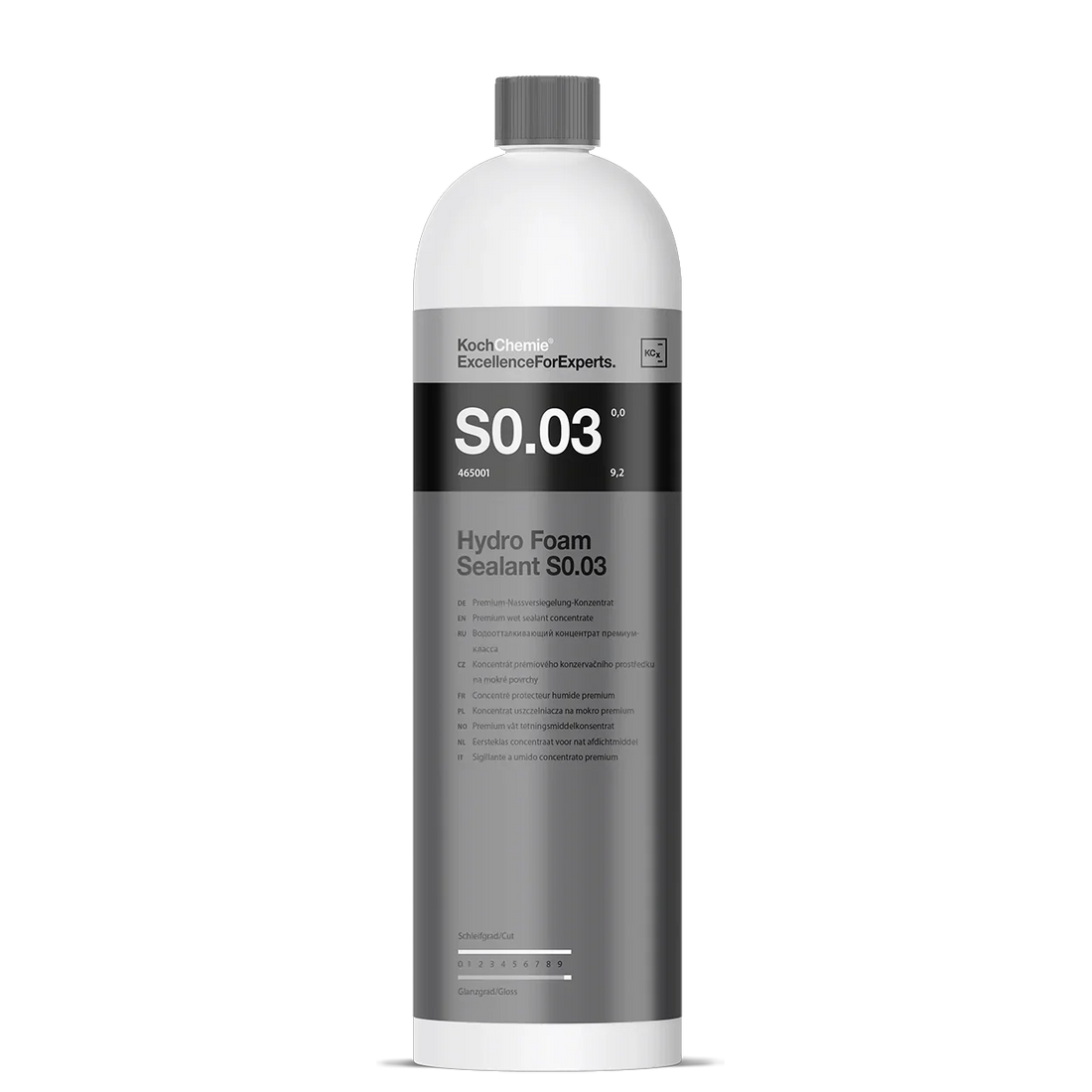 KCX S0.03 Hydro Foam Sealant 1L bottle with premium wet sealant for exterior paint, glass, and plastic surfaces.