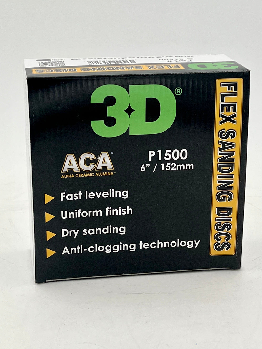 3D ACA Brown Flex P1500 6" sanding discs with anti-clogging technology and uniform finish.