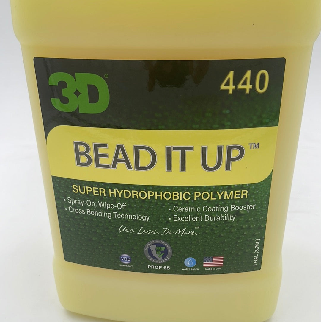 3D Bead It Up 1 Gal super hydrophobic polymer bottle, ultimate paint and multi-surface protectant.