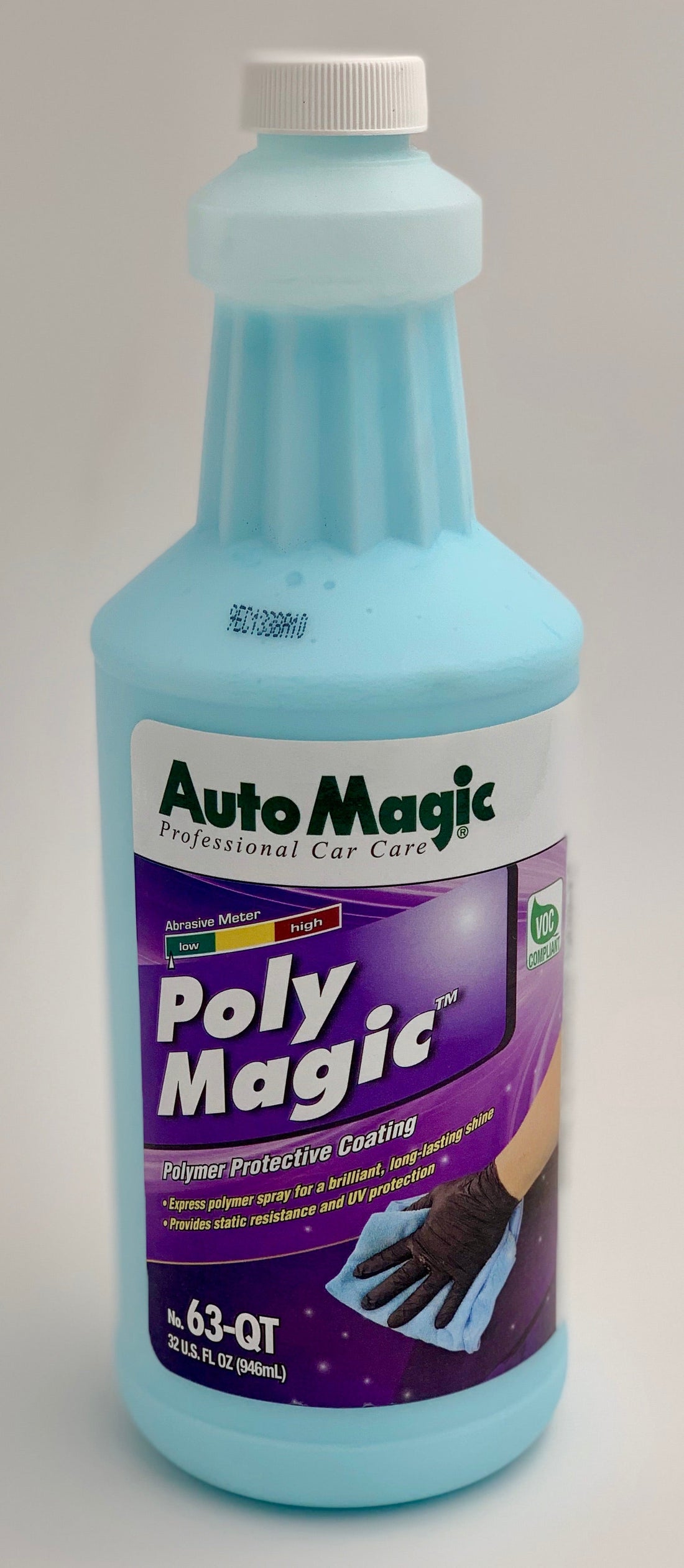 AutoMagic Poly Magic Polymer Protective Coating 32oz bottle, high gloss polymer for exterior surfaces, enhances paint, plastic, chrome, and rubber.