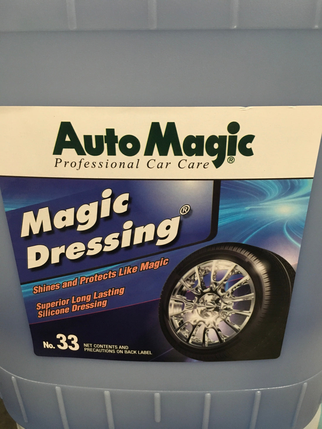 AutoMagic Magic Dressing 5 Gal container for exterior surface protection.