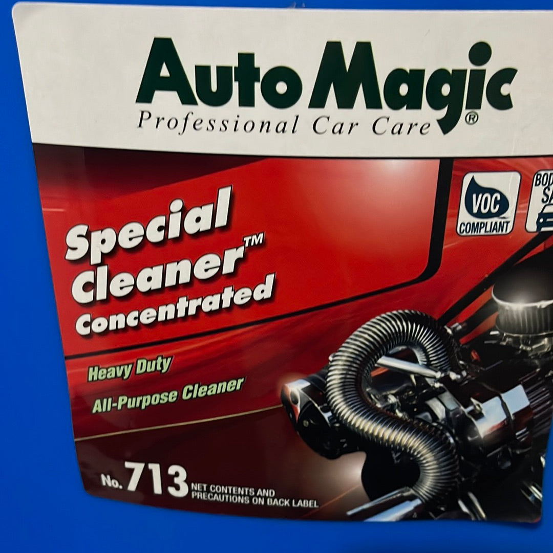 AutoMagic Special Cleaner Concentrate label, heavy duty all-purpose cleaner for various surfaces.
