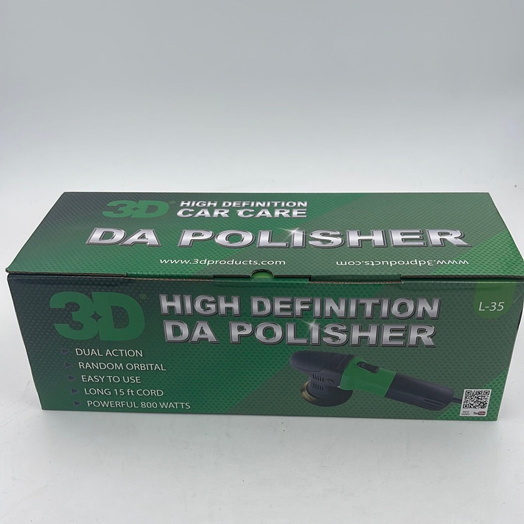 3D DA Polisher packaging box with high-definition car care label.