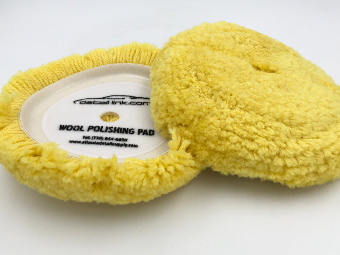 Buff and Shine Yellow Wool Blend 4ply Twist Pad, 7.5 inch polishing pad.