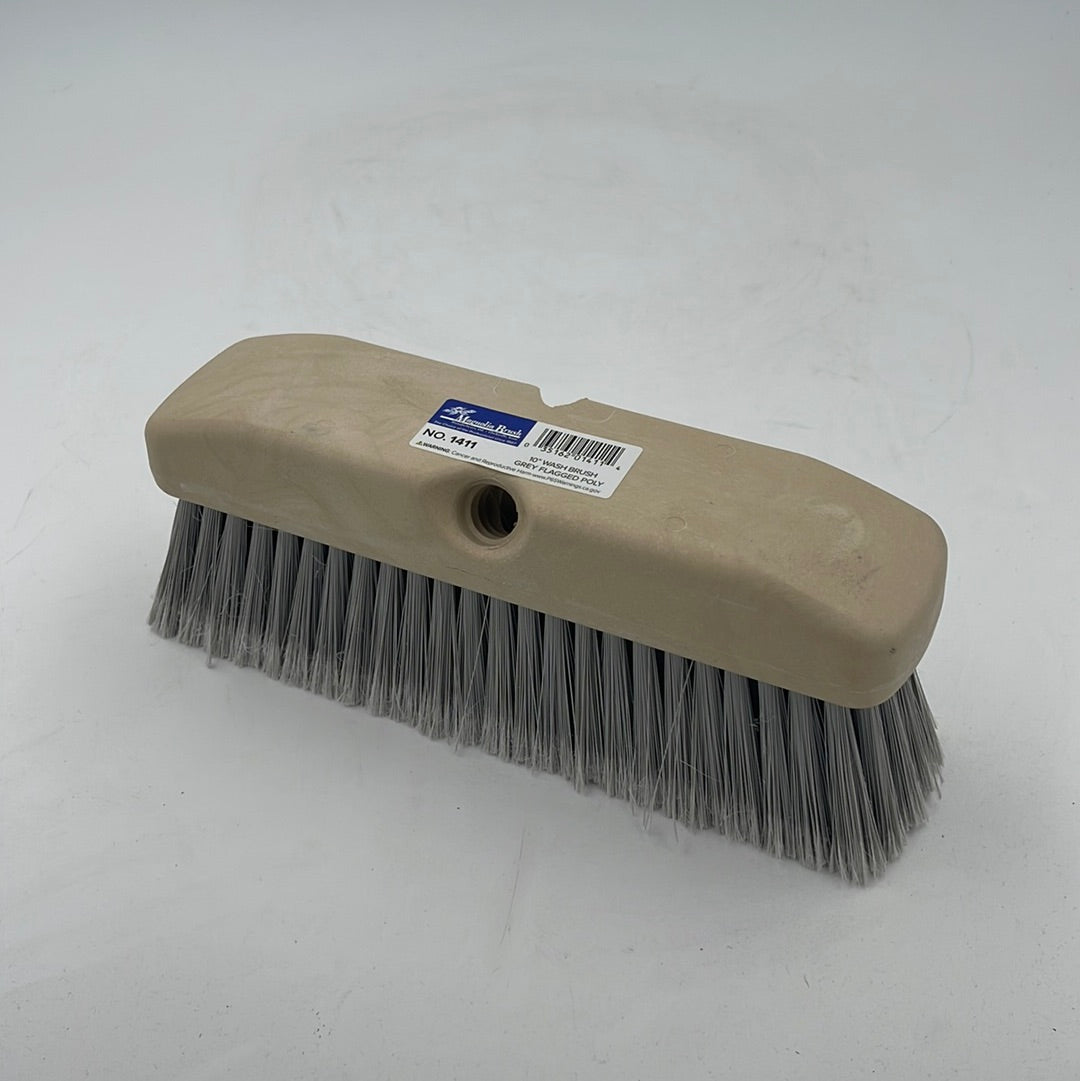 10' gray flagged poly wash brush with stiff bristles for cleaning vehicles and boats.