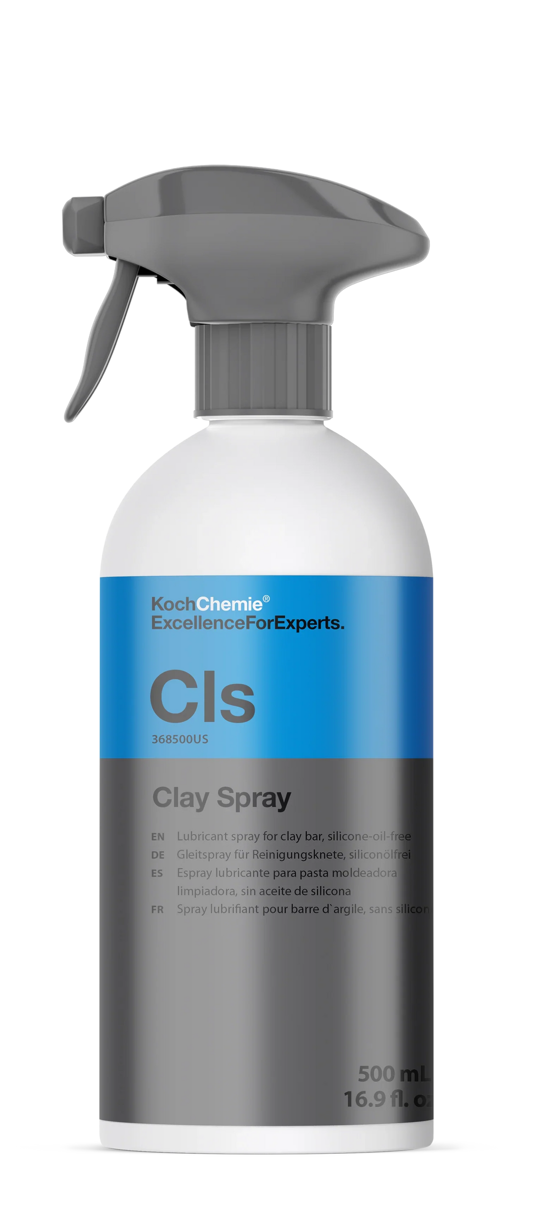 KCX Clay Spray 500ML bottle, lubricant for clay bars, minimizes surface scratching, easy residue removal.