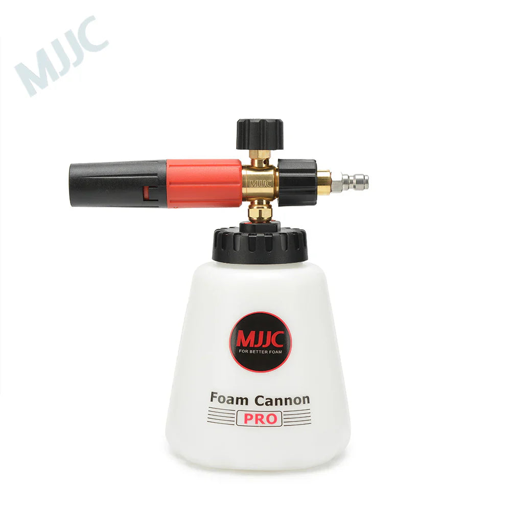 MJJC ProV2 Foam Cannon with 1/4" quick connection, 360-degree spray patterns, and new tank design for thicker foam.