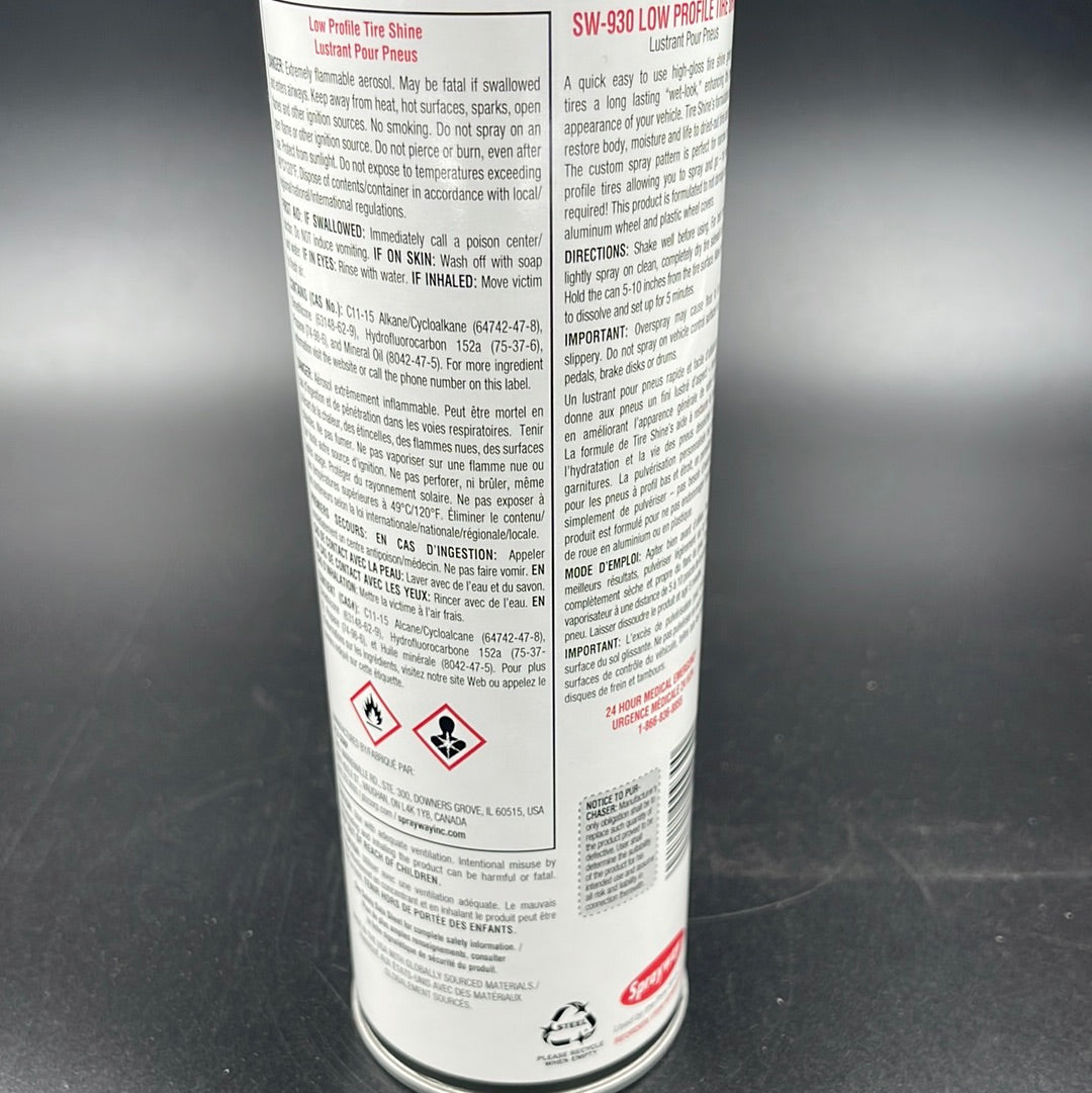 Detail King Sprayway Low Pro Tire Shine - High-Gloss Aerosol Spray, No Wipe Needed, Cherry Scent