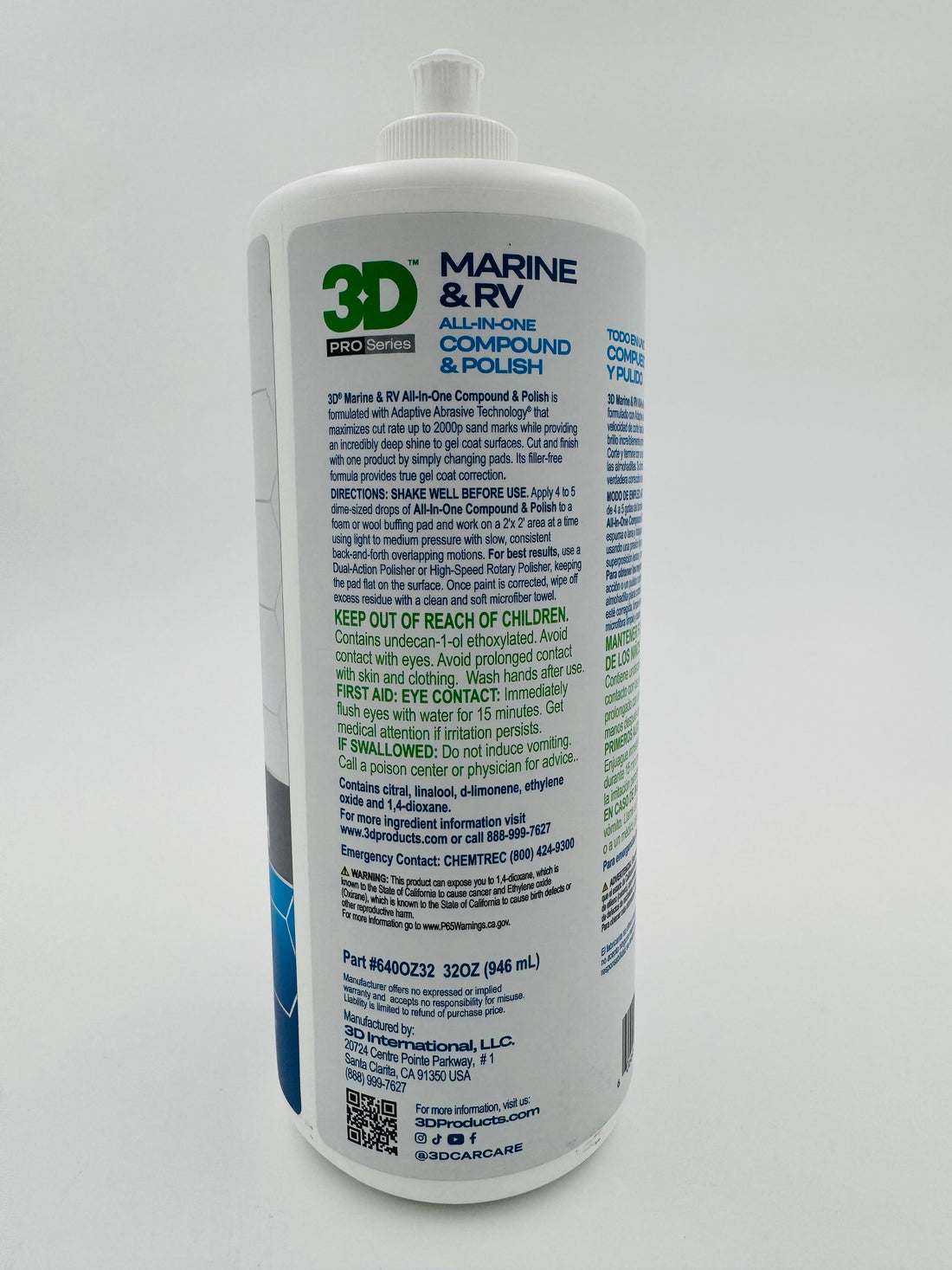 3D Marine & RV All in One Compound/Polish 32oz.
