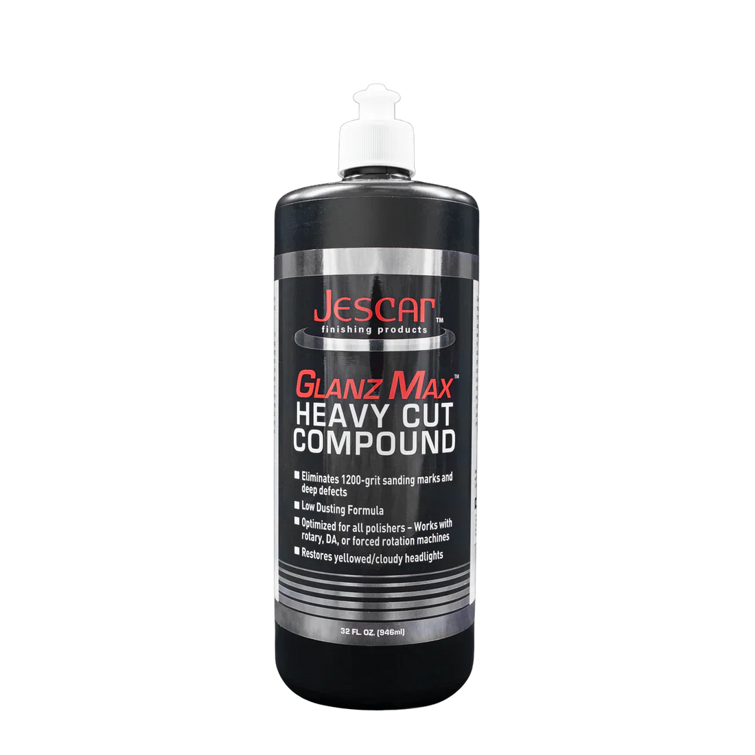 Jescar GlanzMax Heavy Cut Compound 32 oz bottle for professional paint correction and defect removal