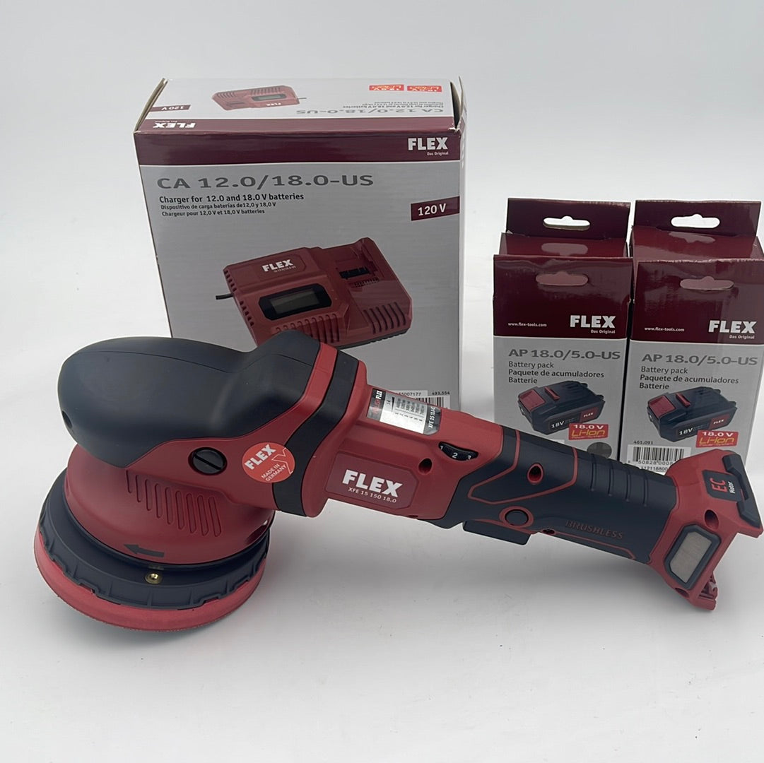 Flex XFE 15 150 18.0 EC 5.0 Cordless Random Orbital Polisher Kit